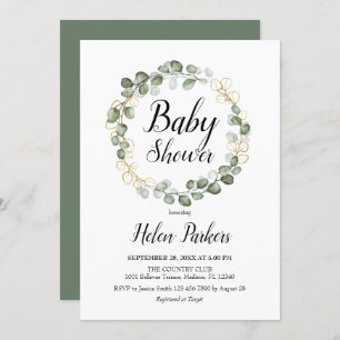 Invitation Baby shower de couronne d'Eucalyptus Folid