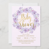 Invitation Baby shower de couronne d'or bleu clair classique (Devant)