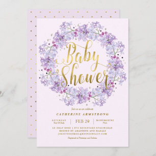 Invitation Baby shower de couronne d'or bleu clair classique