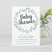 Invitation Baby shower de couronne Ethérée Eucalyptus (Debout devant)