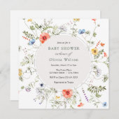 Invitation Baby shower de couronne fleur sauvage (Devant / Derrière)