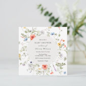 Invitation Baby shower de couronne fleur sauvage (Debout devant)
