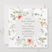 Invitation Baby shower de couronne fleur sauvage (Devant)