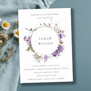 Invitation Baby shower de couronne florale Lilac de prairie r