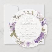 Invitation Baby shower de couronne florale Lilac de prairie r (Devant)