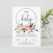 Invitation Baby shower de couronne rouge floral marigold auto (Debout devant)