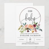 Invitation Baby shower de couronne rouge floral marigold auto (Devant / Derrière)