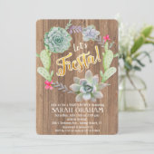 Invitation Baby shower de couronne Succulente Fies (Debout devant)