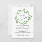 Invitation Baby shower de couronne végétale (Devant)