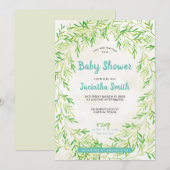 Invitation Baby shower de couronne verdoyante (Devant / Derrière)
