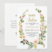 Invitation Baby shower de couronnes d'aquarelle rose pâle (Devant / Derrière)