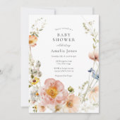 Invitation Baby shower de couronnes de fleurs rose pâle (Devant)