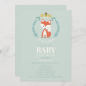 Invitation Baby shower de couronnes de Fox - Fille (Devant / Derrière)