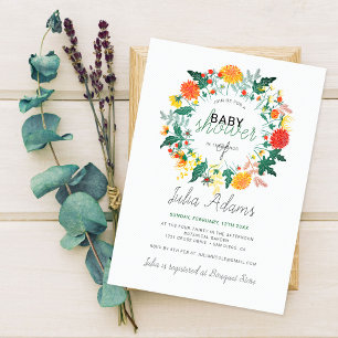 Invitation Baby shower de couronnes Fleur sauvage Pastel Spri
