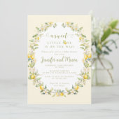 Invitation Baby shower de couronnes fleuries de citron jaune (Debout devant)