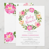 Invitation Baby shower de couronnes florales d'aquarelle (Devant / Derrière)