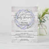 Invitation Baby shower de couronnes florales en bois rustique (Debout devant)