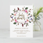 Invitation baby shower de couronnes florales rose violet invi (Debout devant)