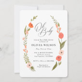 Invitation Baby shower de couronnes rose verte (Devant)