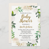 Invitation Baby shower de courroie de couleur or bleu (Devant / Derrière)