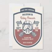 Invitation Baby shower de course de moto rétro (Devant)