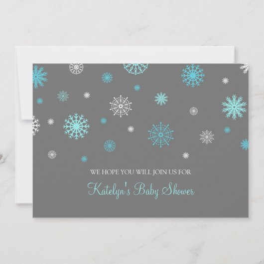 Invitation Baby shower de coutume de Noël de neige de gris (Devant)