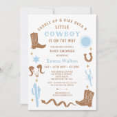 Invitation Baby shower de cow-boy de rodéo Brown bleu moderne (Devant)