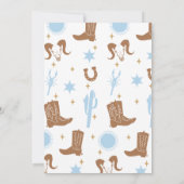 Invitation Baby shower de cow-boy de rodéo Brown bleu moderne (Dos)