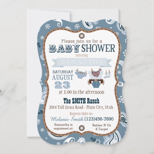 Invitation Baby shower de Cowboy Bandanna Jumper (Devant)