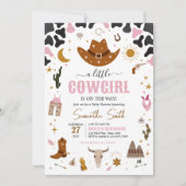 Invitation Baby shower de cowgirl occidentale rose (Devant)