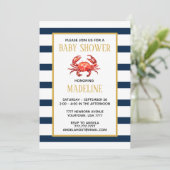 Invitation Baby shower de crabe des bandes marines (Debout devant)