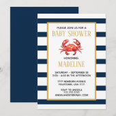 Invitation Baby shower de crabe des bandes marines (Devant / Derrière)