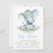 Invitation Baby shower de Cravate de Boy Elephant (Devant)