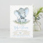 Invitation Baby shower de Cravate de Boy Elephant (Debout devant)