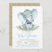 Invitation Baby shower de Cravate de Boy Elephant (Devant / Derrière)