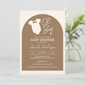 Invitation Baby shower de Cravate de  de boue Brown et crème (Debout devant)
