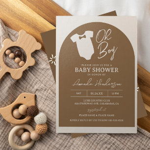 Invitation Baby shower de Cravate de  de boue Brown et crème