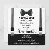Invitation Baby shower de Cravate de petit garçon noir gris (Devant)