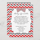 Invitation Baby shower de cravate pour bébé rouge gris (Devant / Derrière)