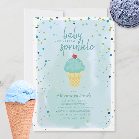 Invitation Baby shower de crème glacée bleu pour bébé