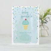 Invitation Baby shower de crème glacée bleu pour bébé (Debout devant)