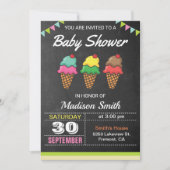 Invitation Baby shower de crème glacée colorée (Devant)