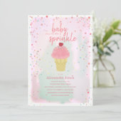 Invitation Baby shower de crème glacée rose pour bébé (Debout devant)