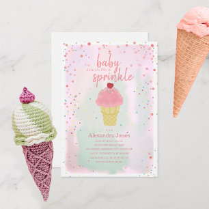 Invitation Baby shower de crème glacée rose pour bébé