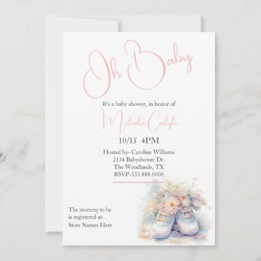 Invitation Baby shower de crottes de bébé blanc (Devant)