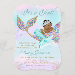Invitation Baby shower de cru de sirène d'Afro-américain