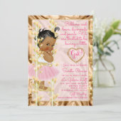 Invitation Baby shower de cuivre de rose et de bébé d'or (Debout devant)