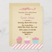 Invitation Baby shower de Cupcake Party (Devant / Derrière)