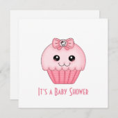 Invitation Baby shower de Cupcake rose (Devant / Derrière)