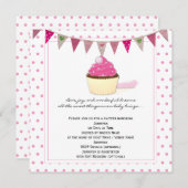Invitation Baby shower de Cupcake rose (Devant / Derrière)